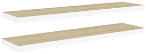 vidaXL Wandschappen zwevend 2 st 90x23,5x3,8 cm MDF eikenkleurig wit