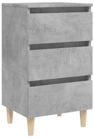 vidaXL Nachtkastje met massief houten poten 40x35x69 cm betongrijs