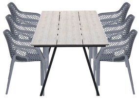 Garden Impressions Air XL tuinset 7-delig donker grijs - Braga tuintafel 220x100 cm - light teak look