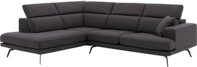 Goossens Hoekbank Viggo donkerbruin, stof, 2,5-zits, modern design met ligelement links