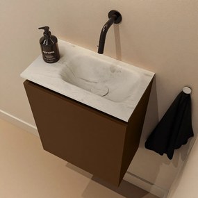 Mondiaz Ture DLux toiletmeubel 40cm rust met wastafel opalo rechts zonder kraangat