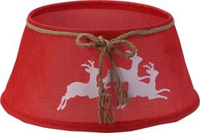 Famiflora kerstboomvoet Hoes Rood met Rendieren - Diameter 56 x 25 cm (boven diameter 38,5 cm) – Feestelijke Afdekkap – Sierlijke Kerstafwerking voor Boomvoet