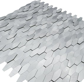 Zelfklevende Mozaïektegels Metaal | Picket 3D Zilver | 31×30 cm | Keuken, Bad &amp; WC
