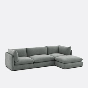 Modulaire bank, 3 zits met poef, gestructureerde stof, Malo