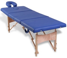 vidaXL Massagetafel inklapbaar met houten frame (vier delen / blauw)