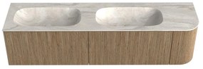 Mondiaz Kurve-dlux 175cm badmeubel ronding rechts dusk met 2 lades en 1 deur en wastafel stor small dubbel/links zonder kraangat ostra