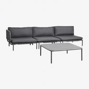 Tuinset Met 3-delige Modulaire Hoekbank En Salontafel Van Roubly-staal Grijs – Grafiet - Sklum