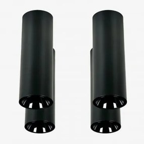 Pack Van 4 Ronde Led-opbouwplafondlampen Ø5,7 Cm In Aluminium Luisiana Warm Wit 2700k & Zwart & 6 W & 38º - Sklum