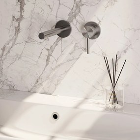 Brauer Stripe inbouw wastafelkraan ColdStart met rechte uitloop en rozetten model A1 RVS geborsteld PVD