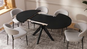 RENZO Zwart - RONDE TAFEL Ø110 UITKLAPBAAR TOT 180 cm | VOOR DE KEUKEN EETKAMER WOONKAMER RETRO