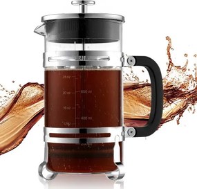 VEVOR French Press koffiezetapparaat, 1 L koffiepers van borosilicaatglas, theezetapparaat met roestvrijstalen filter, koffiezetapparaat voor kamperen, reizen, keuken, restaurant, zilverkleurig koffiezetapparaat