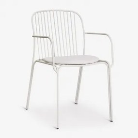 Pack Van 4 Tuinstoelen Met Armleuningen Van Staal Anerina Gardenia Wit & Ijsgrijs - Sklum