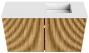 Mondiaz Joya 70cm toiletmeubel oak met wastafel faye rechts 1 kraangat talc