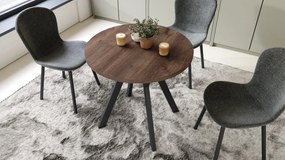 ALMO 80 Bruin eiken / zwarte poten – ronde tafel met Y-poten, loft/industrieel voor keuken, woonkamer en eetkamer