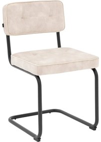Goossens Basic Eetkamerstoel Freek bruin velvet stof leuning, urban industrieel