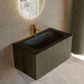 Mondiaz Kurve 80cm badmeubel shadow met 1 lade en wastafel big small midden 1 kraangat urban