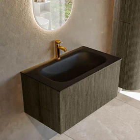 Mondiaz Kurve 80cm badmeubel shadow met 1 lade en wastafel big small midden 1 kraangat urban