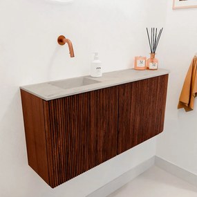 Mondiaz Joya DLux 90cm toiletmeubel ronding rechts ruby met wastafel faye links zonder kraangat opalo