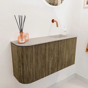 Mondiaz Joya DLux 80cm toiletmeubel ronding links dusk met wastafel faye rechts zonder kraangat opalo