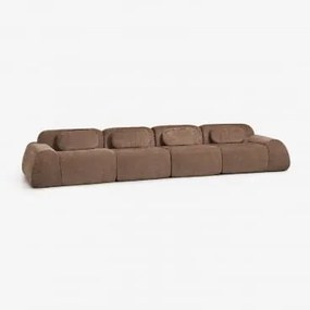 4-delige Modulaire Bank In Vacuüm Verpakte Chenille Merida Chenille Karamelbruin - Sklum
