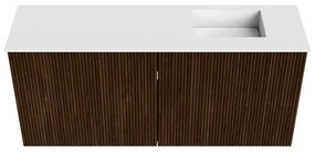 Mondiaz Joya 90cm toiletmeubel walnut met wastafel faye rechts zonder kraangat talc