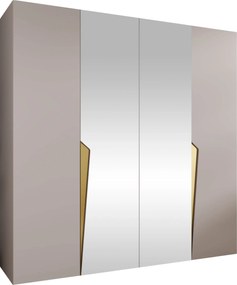 Kledingkast Hartford 610, Gouden, Kasjmier, 202x200x52cm, 135.3 kg, Kledingkast deuren: Met scharnieren