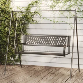 vidaXL Schommelbank 125 cm staal en kunststof zwart