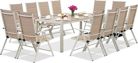 Aluminium tuinmeubelen met grote Polywood Verona tafel voor 12 personen Garden Point beige