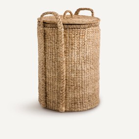 Ronde mand met deksel van waterhyacint H60 cm,Tima