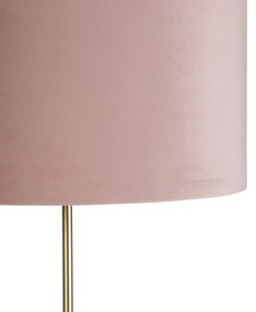 Vloerlamp goud/messing met velours kap roze 40/40 cm - Parte Landelijk / Rustiek E27 cilinder / rond rond Binnenverlichting Lamp