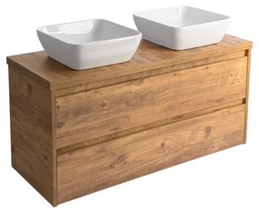 Sanicare Avenza badmeubel 120cm arrano oak met witte waskommen 40x40cm