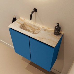 Mondiaz Ture DLux toiletmeubel 60cm jeans met wastafel frappe links zonder kraangat