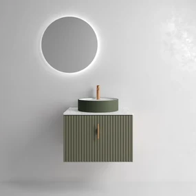 Muebles Raya onderkast ribbelfront 60cm met 1 softclose lade legergroen