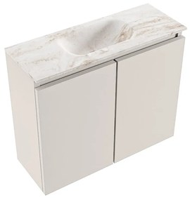 Mondiaz Ture DLux toiletmeubel 60cm linen met wastafel frappe midden met kraangat