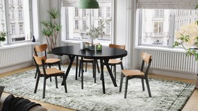 EXPANSO Czarny Mat/zwarte poten - GROTE RONDE TAFEL Ø110 UITBREIDBAAR TOT 310 cm met Y-POTEN LOFT/INDUSTRIAL