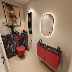 MONDIAZ TURE-DLUX 80cm toiletmeubel Fire. EDEN wastafel Lava positie links. Met 1 kraangat. TUREDX80FIRL1LAV