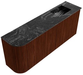 Mondiaz Joya DLux 100cm toiletmeubel ronding links ruby met wastafel faye rechts zonder kraangat lava