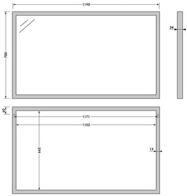 Brauer Onyx rechthoekige spiegel 120x70cm RVS geborsteld