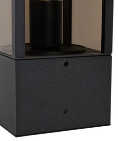 Buitenlamp zwart met smoke glas met grondpin en kabelmof 40cm IP44 - Charlois Industriele / Industrie / Industrial, Modern E27 IP44 Buitenverlichting