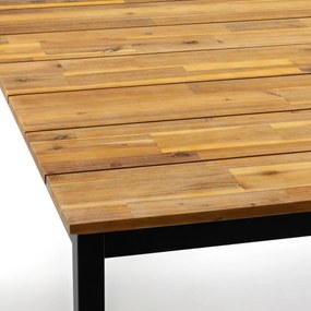 Vierkantige tuintafel in acacia en staalmetaal, Hiba