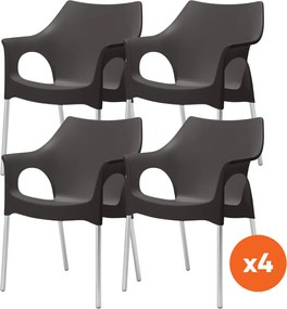 Set van 4 - Scab Ola stapelbare kunststof tuinstoel - antraciet