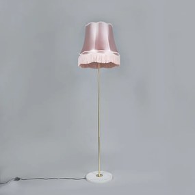 Retro vloerlamp messing met Granny kap roze 45 cm - Kaso Retro E27 rond Binnenverlichting Lamp