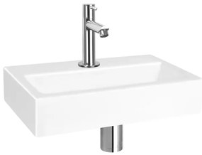 Differnz Flat fonteinset - 38x24x8cm - Rechthoek - 1 kraangat - Recht chromen kraan - Keramiek Wit SW21912/SW494076/SW539762/SW696219