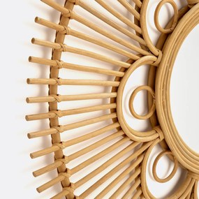 Ronde spiegel in rotan, bloemvormingØ90 cm, Nogu