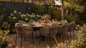 Tuinset 8 personen 280 cm Aluminium/wicker Taupe Coco Nathan/Diogo