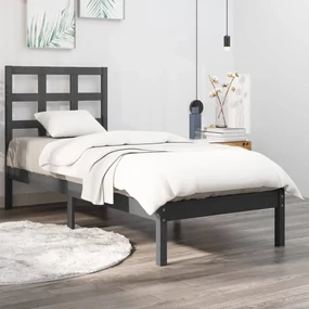 vidaXL Bedframe massief hout grijs 90x200 cm