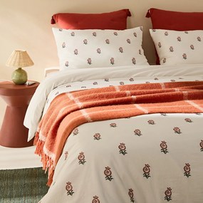 Dekbedovertrek in geborduurd vintage katoen, Anda