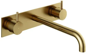 Hotbath Cobber afbouwdeel wastafelmengkraan met achterplaat en 25 cm uitloop geborsteld messing (goud) PVD CB006TEXT25BBP