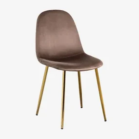 Pak 2 Glamm Fluwelen Eetkamerstoelen Bruin - Army & Goud - Sklum