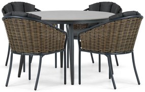 Tuinset Ronde Tuintafel 4 personen 120 cm Aluminium/wicker Grijs  Santika Furniture Santika Tika